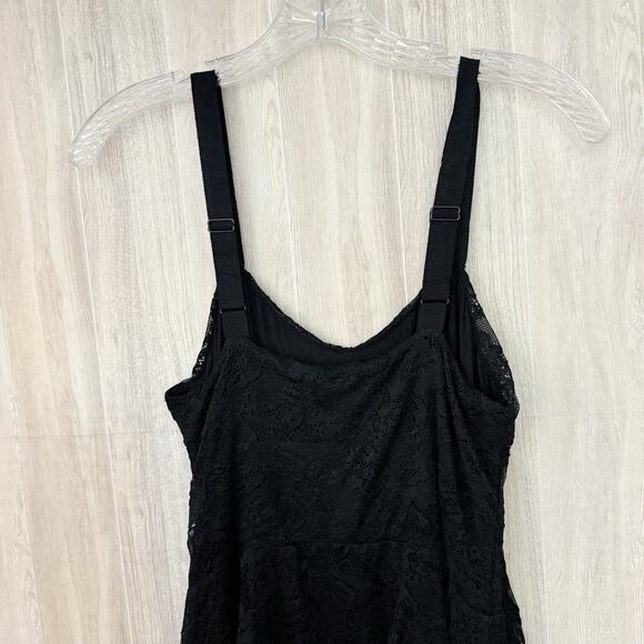 Free People Dress Medium Reflected Moonlight Black Lace Ribbon Skater Whimsygoth - Picture 14 of 15